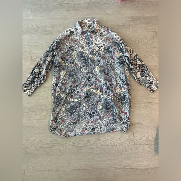 Isabel Marant Etoile Ussaya Ecru Floral Printed Long Button Down Oversized US6 - Picture 4 of 9